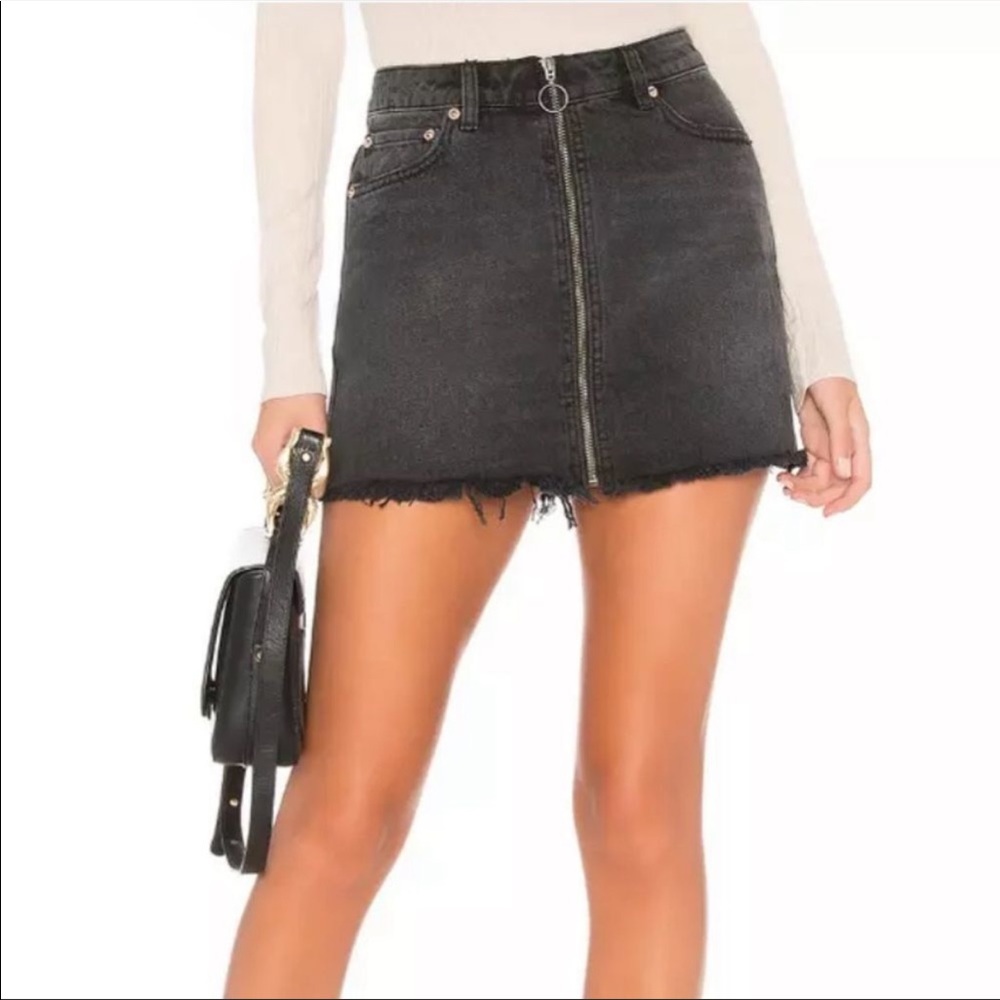free people | we the free | black zip up mini skirt size 27